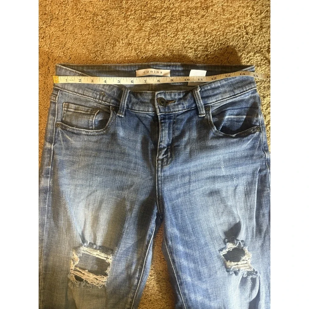 Eunina Jeans Womens 7 Mid Rise Relaxed Skinny Distressed Grunge - Picture 5 of 8
